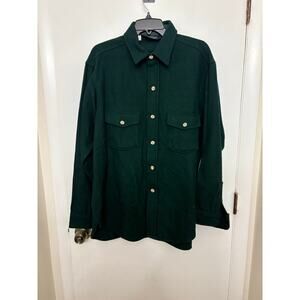 WOOLRICH | Vintage 80s Wool Shirt Jacket | USA Made | Forest Green | Size L